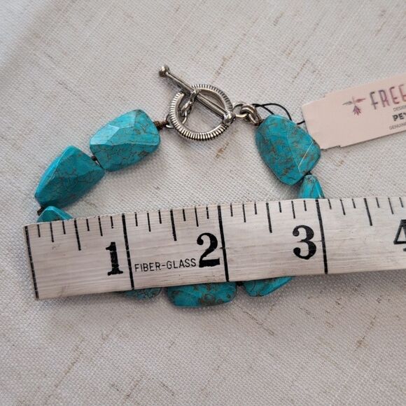 NWT Peyote Bird Genuine Turquoise Chunky Bracelet Sterling Silver Toggle Clasp - Picture 5 of 7